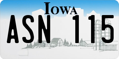 IA license plate ASN115