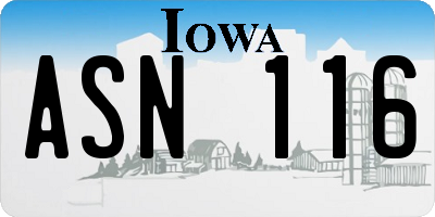 IA license plate ASN116