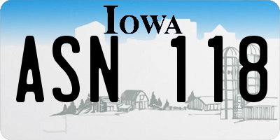 IA license plate ASN118
