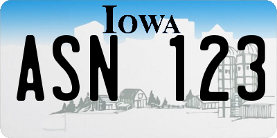 IA license plate ASN123