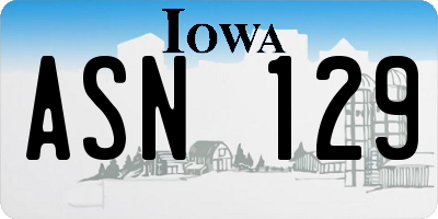 IA license plate ASN129