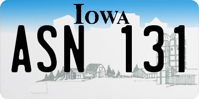 IA license plate ASN131