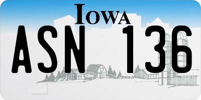 IA license plate ASN136