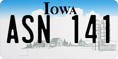 IA license plate ASN141