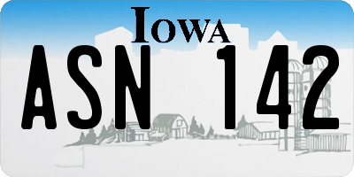 IA license plate ASN142