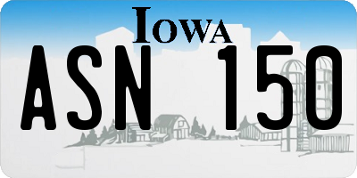 IA license plate ASN150