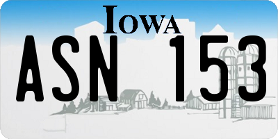 IA license plate ASN153