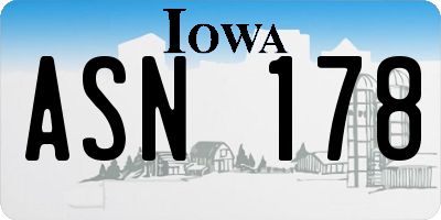 IA license plate ASN178