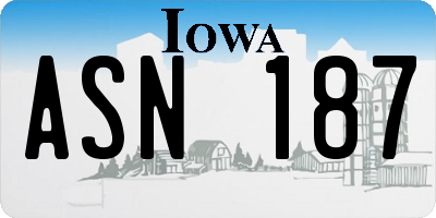 IA license plate ASN187