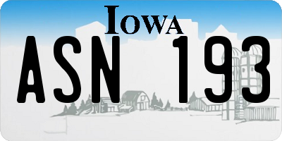 IA license plate ASN193