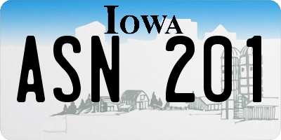 IA license plate ASN201