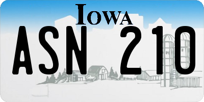 IA license plate ASN210