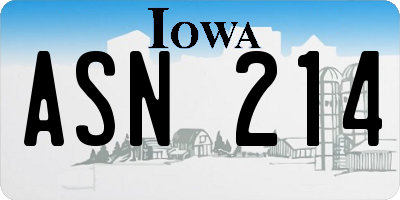 IA license plate ASN214