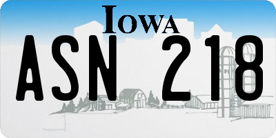 IA license plate ASN218