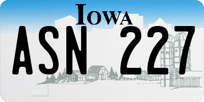 IA license plate ASN227