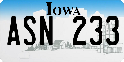 IA license plate ASN233