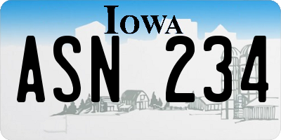 IA license plate ASN234