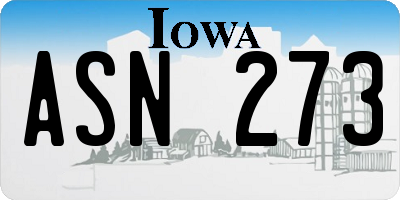 IA license plate ASN273