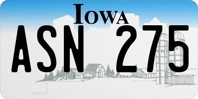 IA license plate ASN275