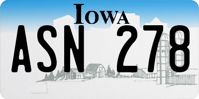 IA license plate ASN278