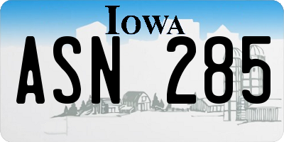 IA license plate ASN285