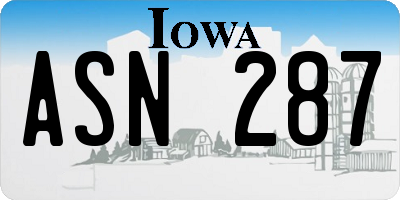 IA license plate ASN287