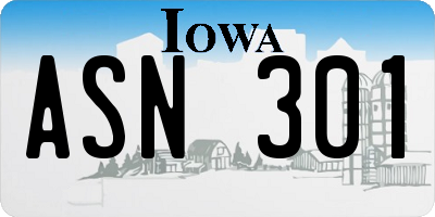 IA license plate ASN301