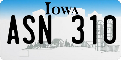 IA license plate ASN310