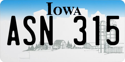 IA license plate ASN315
