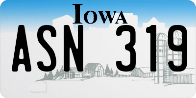 IA license plate ASN319