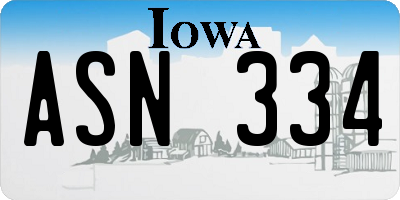IA license plate ASN334