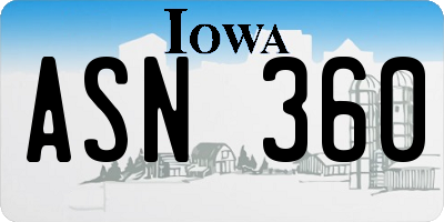 IA license plate ASN360