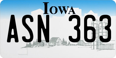IA license plate ASN363