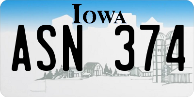 IA license plate ASN374