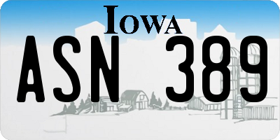 IA license plate ASN389