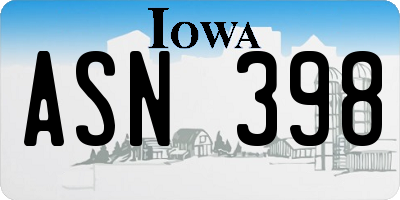 IA license plate ASN398