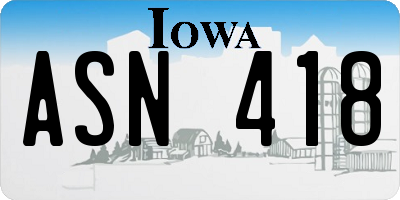 IA license plate ASN418