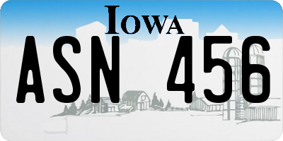 IA license plate ASN456