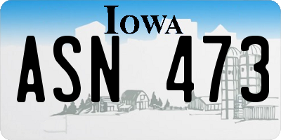 IA license plate ASN473