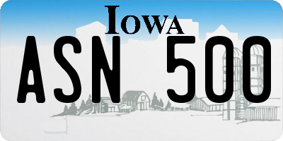 IA license plate ASN500
