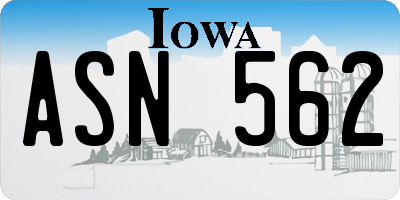 IA license plate ASN562