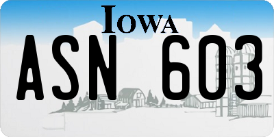 IA license plate ASN603