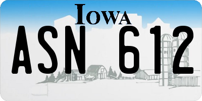IA license plate ASN612