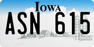 IA license plate ASN615