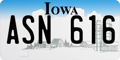IA license plate ASN616