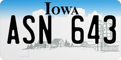 IA license plate ASN643