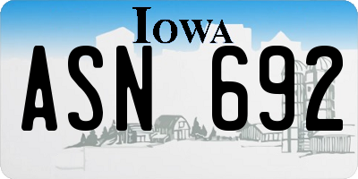 IA license plate ASN692