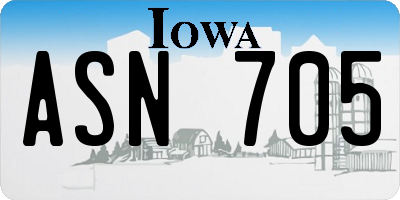 IA license plate ASN705