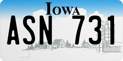 IA license plate ASN731