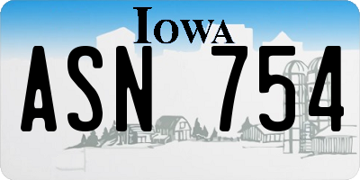 IA license plate ASN754
